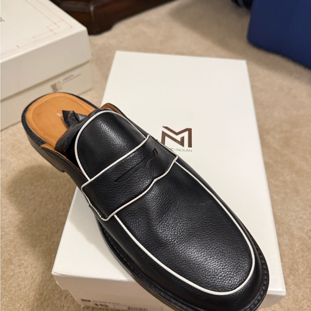 McNolan Black and White Men's Slip-On Loafers
